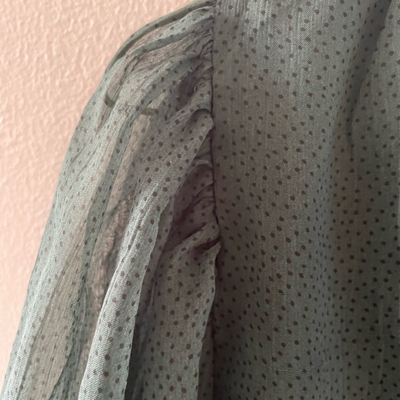 Abercrombie & Fitch Dark Green Smocked Blouse - Picture 3 of 4